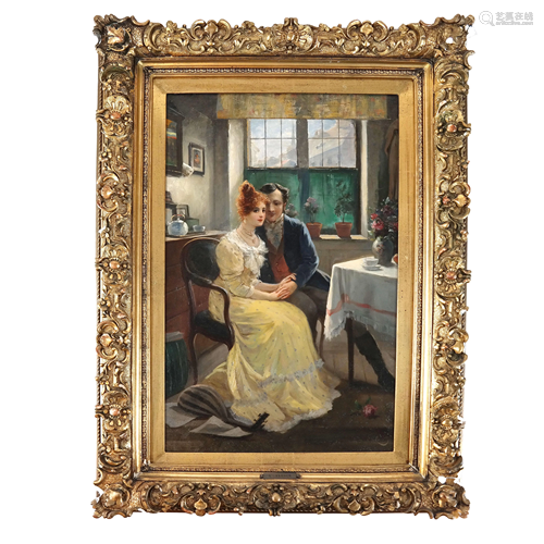 SEEBOOK [?]: Courting Couple - Oil Painting