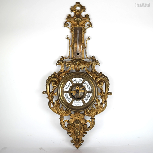 French 19th C. Bronze Dore Barometer