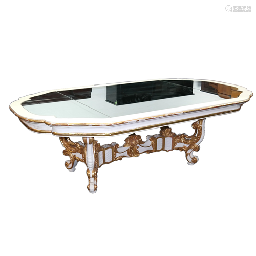 Baroque-Style Mirror-Top Dining Table