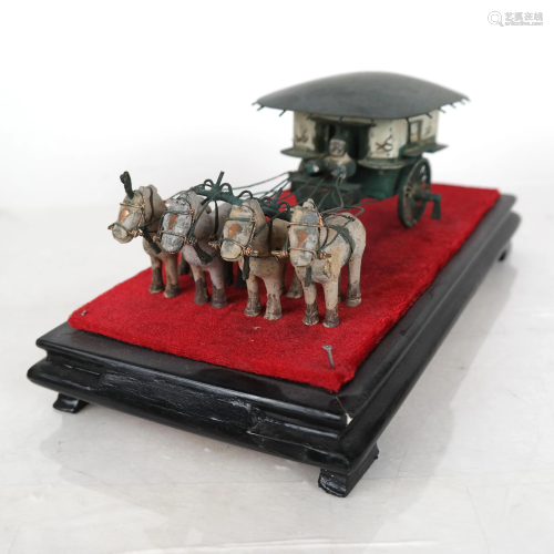 Chinese Ceramic Horse and Carriage Sculpture