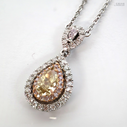 Yellow and White Diamond Necklace