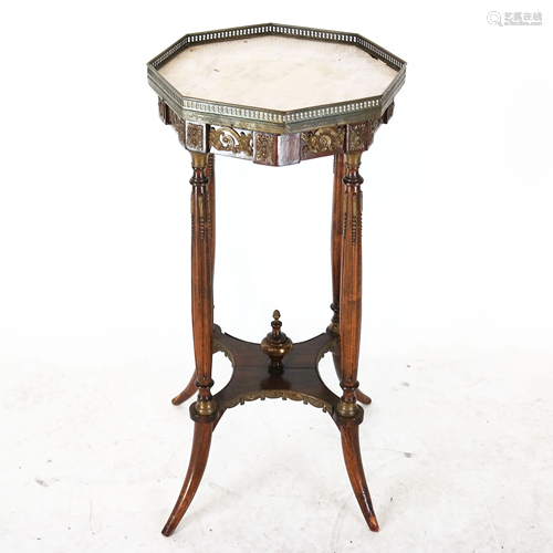 Mahogany & Bronze Marble Top Table