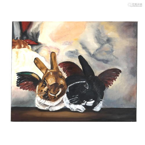 Angle Bunnies - Oil Painting