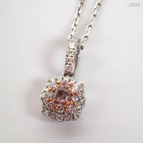 Pink and White Diamond Necklace