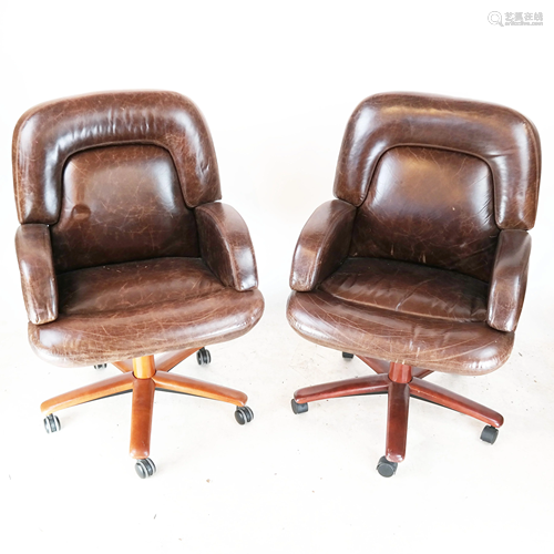 Pair of Leather Upholstered Desk Chairs