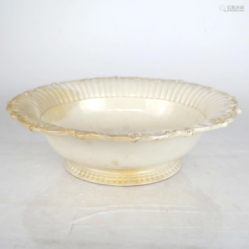 18th C. English Creamware Punch Bowl