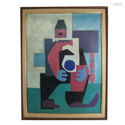 Cubist Study of a Clown - Unsigned Painting