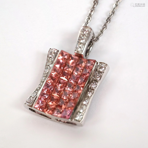 Pink Sapphire and Diamond Necklace