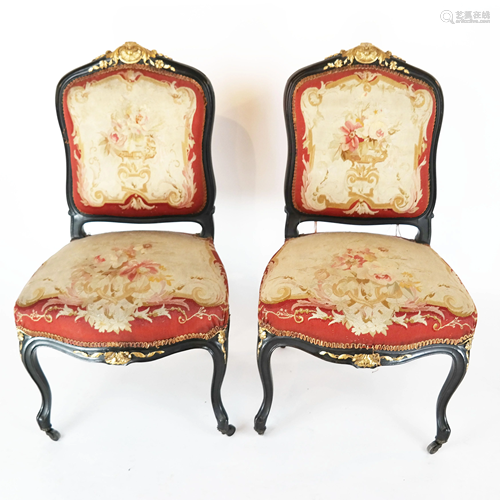 Pair of French Louis XV-Style Side Chairs