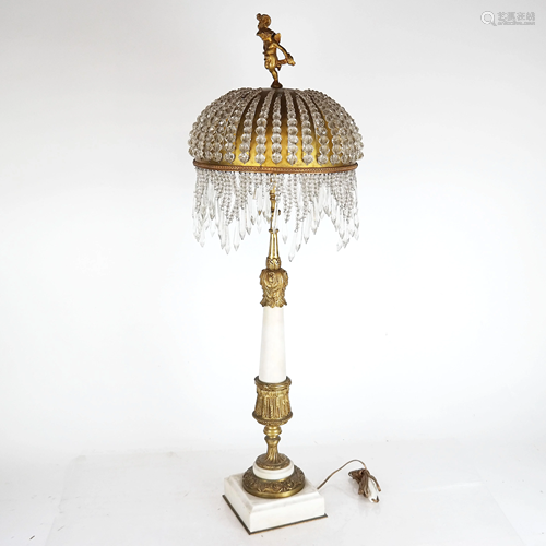 19th C. French Crystal Bronze Lamp