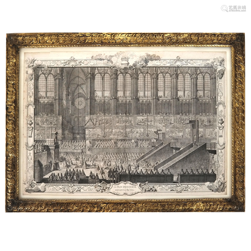 19th C. Folio Print - Coronation of Louis XV