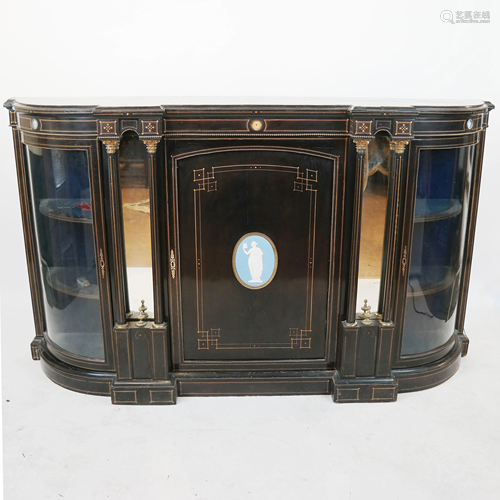 French Louis Philippe Black Lacquer Credenza