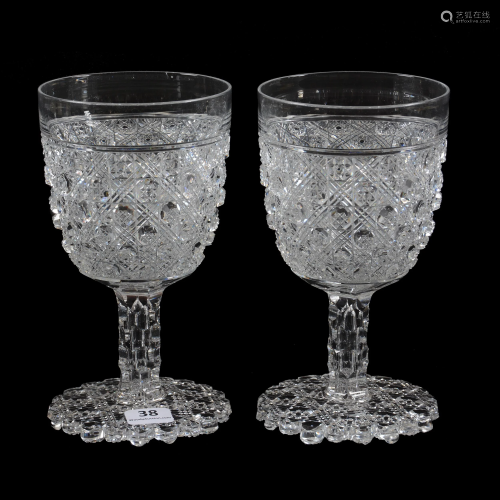 Pair Goblets, American Brilliant Cut Glass