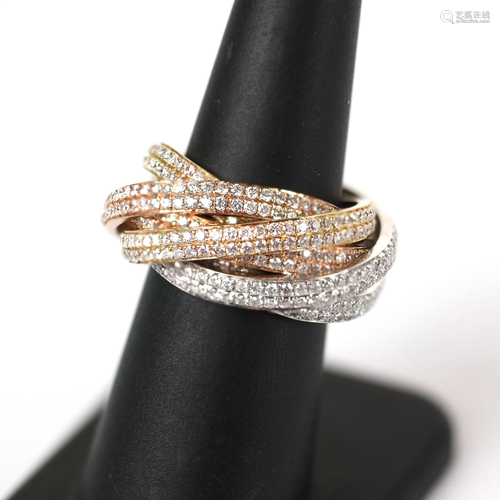 Six Interlaced Diamond & Gold Rings