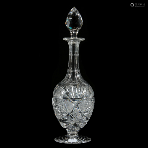 Pedestal Decanter, American Brilliant Cut Glass