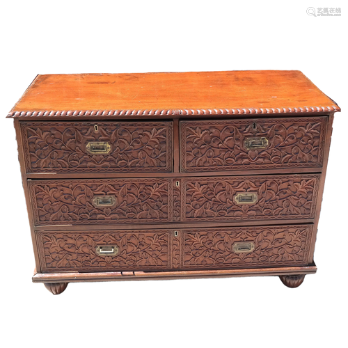 19th C. Anglo-Indian Campaign-Style Dresser