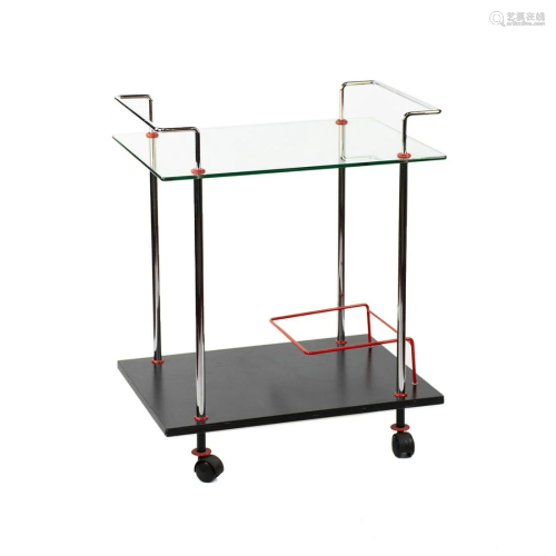 1980s Casprini Italian Glass and Chrome Bar Cart