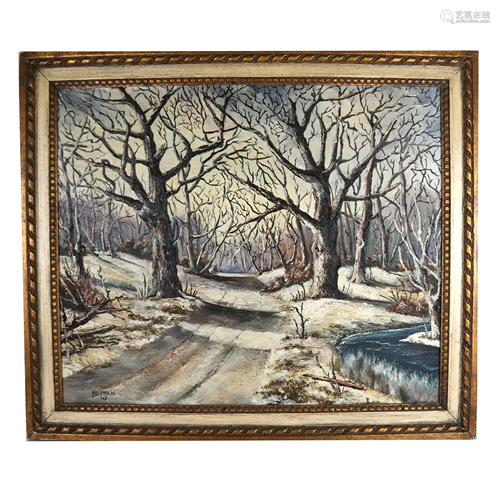 D'ORAZIO: Winter Scene - Oil Painting