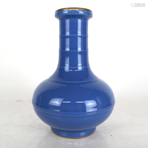 Blue Glaze Porcelain Vase with QianLong Mark