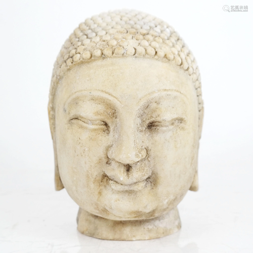 Early Asian Carved Marble Buddha Head