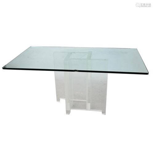 Modern Lucite and Glass Table