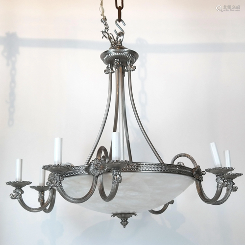 Silver Metal Chandelier with Dome Shade