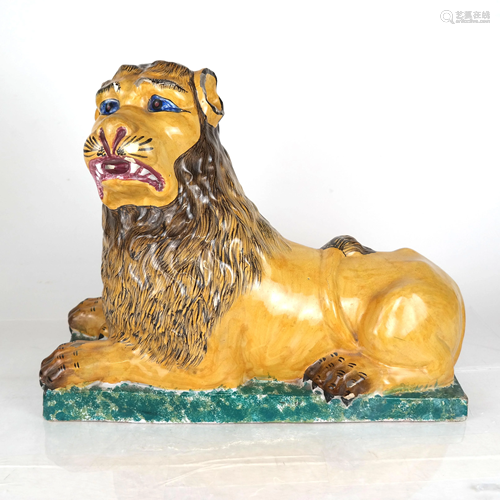 18th C. French Luneville Faience Lion