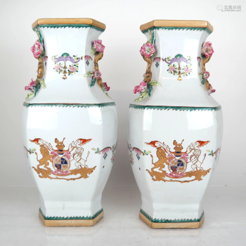 Pair French Decorated Porcelain Vases