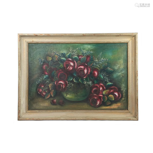 Antique Signed Oil on Canvas Still Life