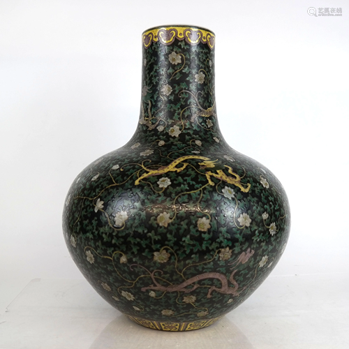 Chinese Porcelain Floral and Dragon Vase