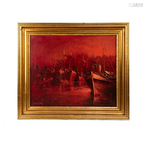 Georges de Marco Signed Oil on Canvas of Ship