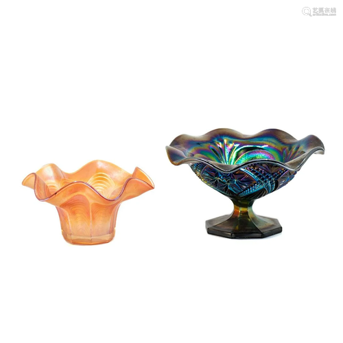 Group of Fenton Iridescent Carnival Glass Compotes