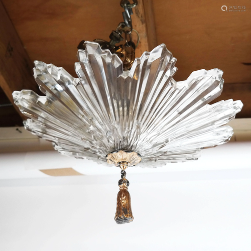 Art Deco Sunburst Glass Ceiling Fixture