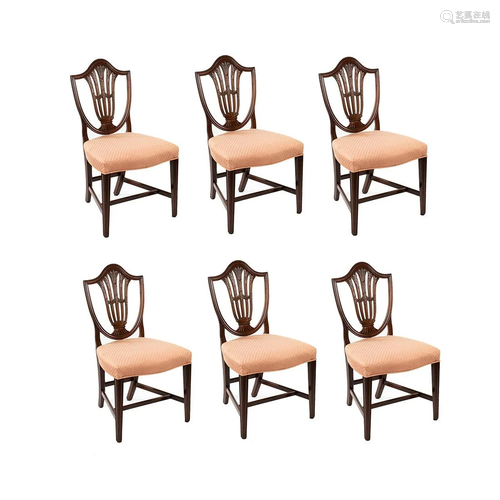 Set of Federal Mahogany Shield Back Dining Chairs