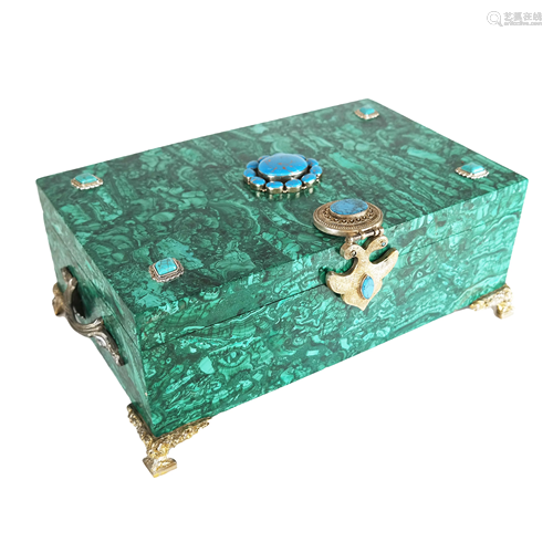 Malachite and Jeweled Casket