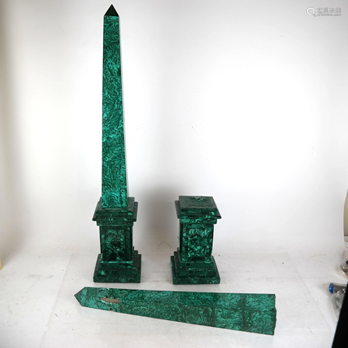 Pair of Malachite Obelisks