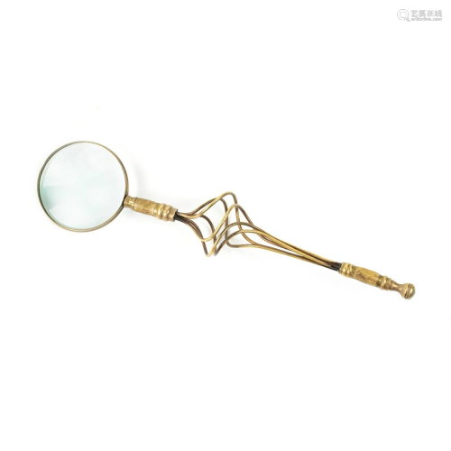 Large Brass Spiral Handle Magnifying Glass