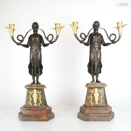 Pair 19th C. Classical Candelabra