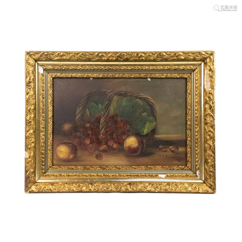 19th C. J.B. Crasman Signed Still Life Oil on Board