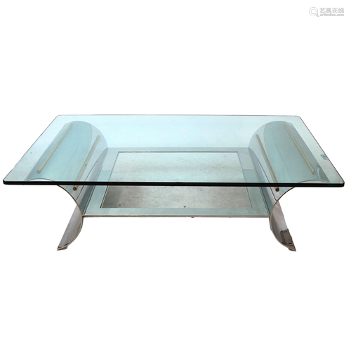 Modern Chrome and Glass Coffee Table