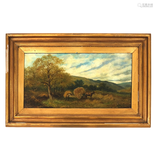 G. CLEMENTS: Farm Scene - Oil Painting