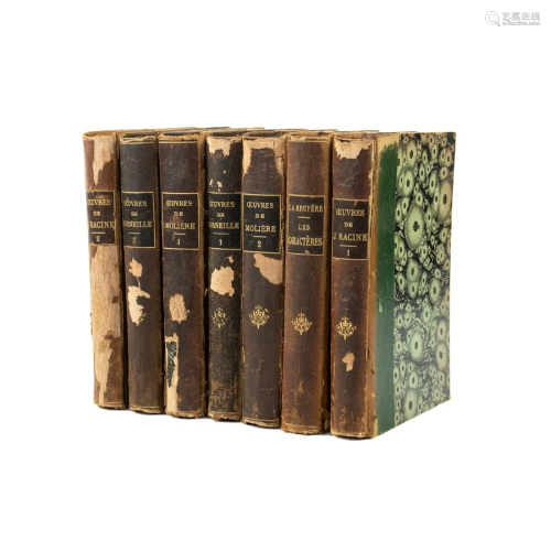 Grouping of 7 French 'Works of' Leather Bound Books