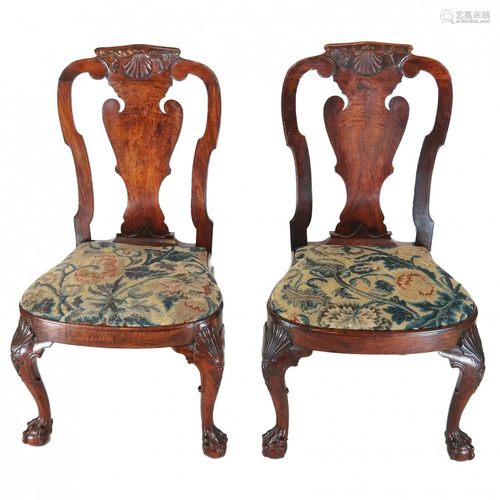 Pair Chinese Export Chairs, After Giles Grendey