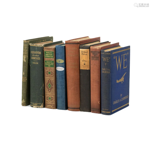 Grouping of 8 Canvas Bound Books Including Lindbergh