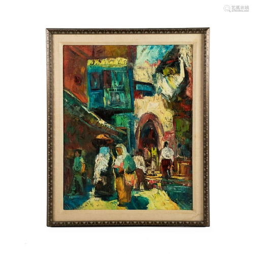 Signed Oil on Board of Street Scene