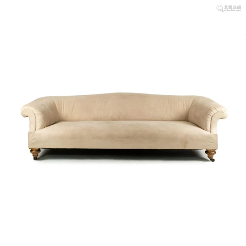English Camelback Microsuede Beige Sofa