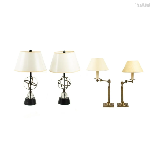 Group of Two Pairs of Modern Table Lamps