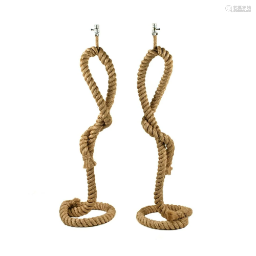 Pair of Modern Rope Knot Floor Lamps