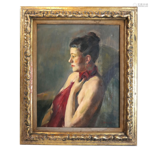 Louis BOUCHE: Portrait of a Woman - Painting