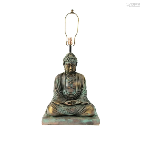 Modern Meditating Seated Buddha Figure Table Lamp